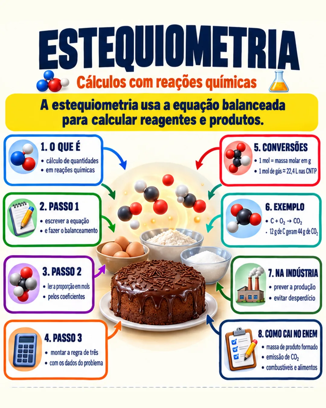Mapa mental de Química: Estequiometria